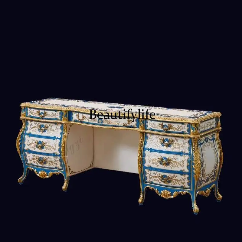PPP Europe Storage Makeup Vanity Desk Decor Glossy Space Saving Makeup Vanity Desk Vintage Modern Kaptafel