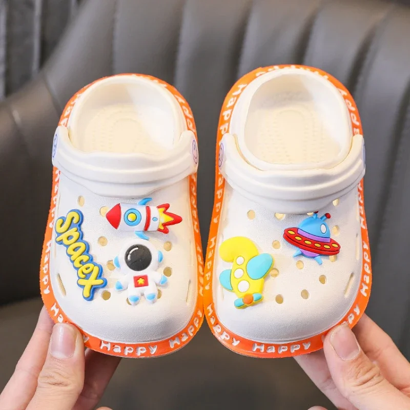 Summer Kids DIY Cartoon Space Hole Shoes Indoor Outdoor Beach Slippers Boys Girls sandals 1-6y