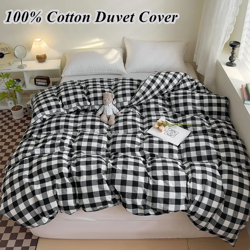 Bonenjoy Pure Cotton Duvet Cover Plaid Style Quilt Cover High Quality Bedding Home Comforter Cover funda nordica (No Pillowcase)