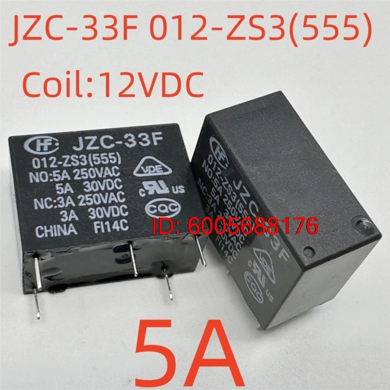10PCS New JZC-33F 012-ZS/012-ZS3(555)/024-ZS3(555) ; JZC-33F 24VDC-ZS (33FC-12V/24V-5A) Relay 5pins