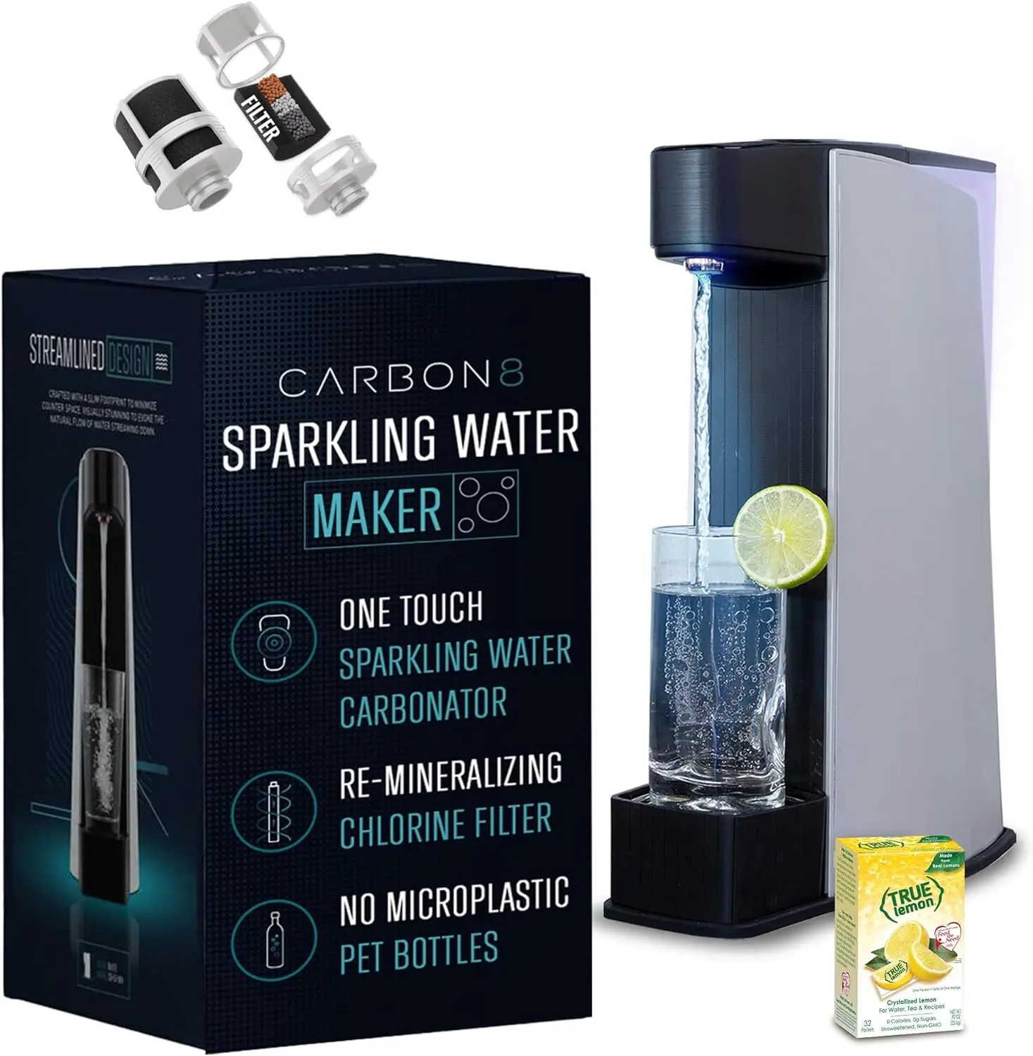 Sparkling Water Maker Machine - Home Soda Stream Machine, Screw-In CO2 Carbonator, Countertop Water Mineralizer, Seltzer