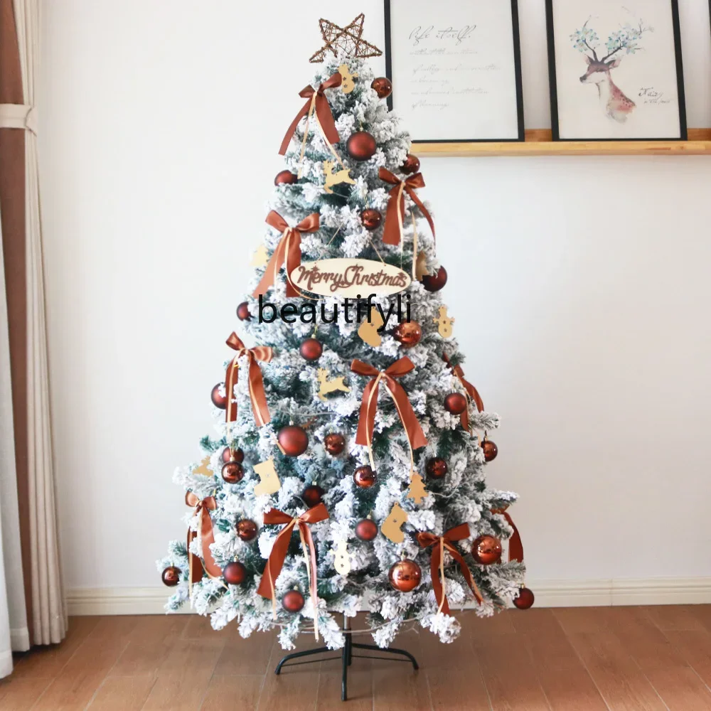 White Christmas Tree Package Window Decoration 1.5/1 meters Flocking Snow Scene Arrangement