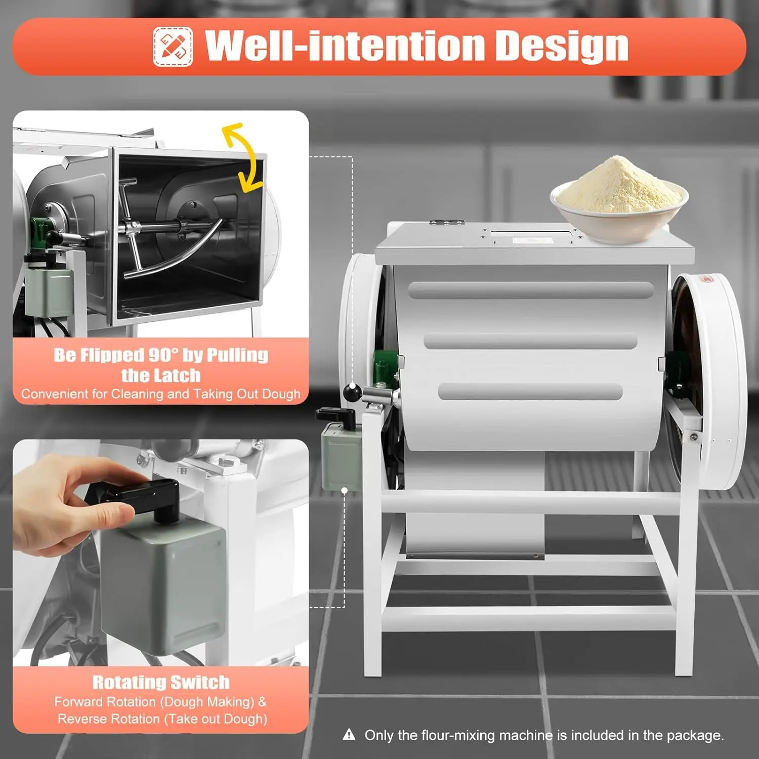 110V1.5KW Electric Dough Stand Mixer Heavy Duty Commercial Food Equipment Mix 110V 60HZ with inverted electric switch Suitable f