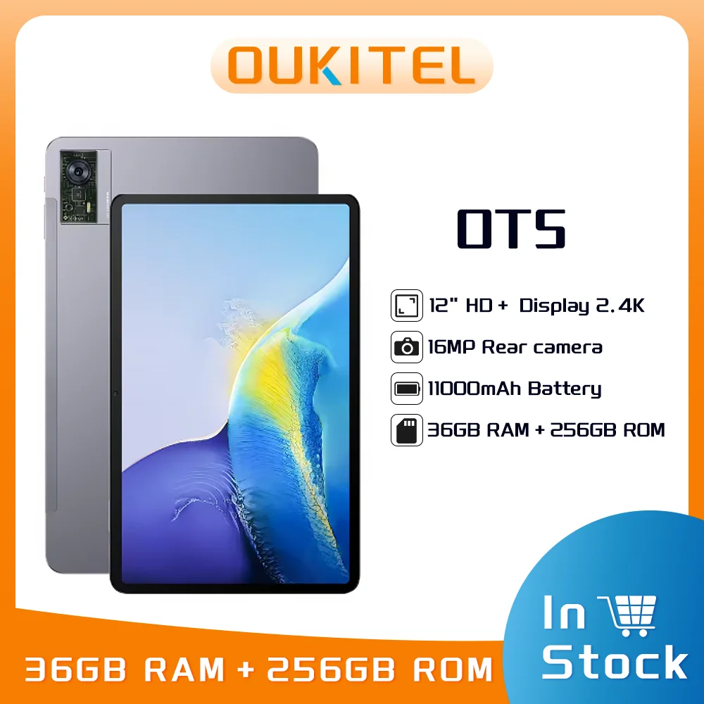 Oukitel OT5 12-дюймовый дисплей 2K, аккумулятор 11000 мАч, Android 13, планшет со стилусом (36 + 256 ГБ), 16-мегапиксельная камера, MTK Helio G99, планшетный коврик