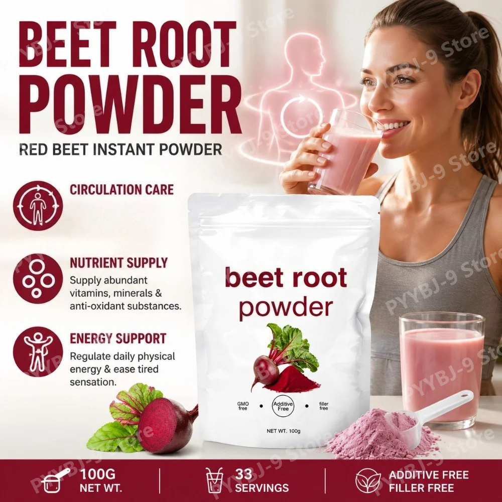 Beet Root Powder 3000mg Plant Based Sugar Free Gluten Free Supports Daily Energy Circulation Nutrient for Adults 100g 33Servings