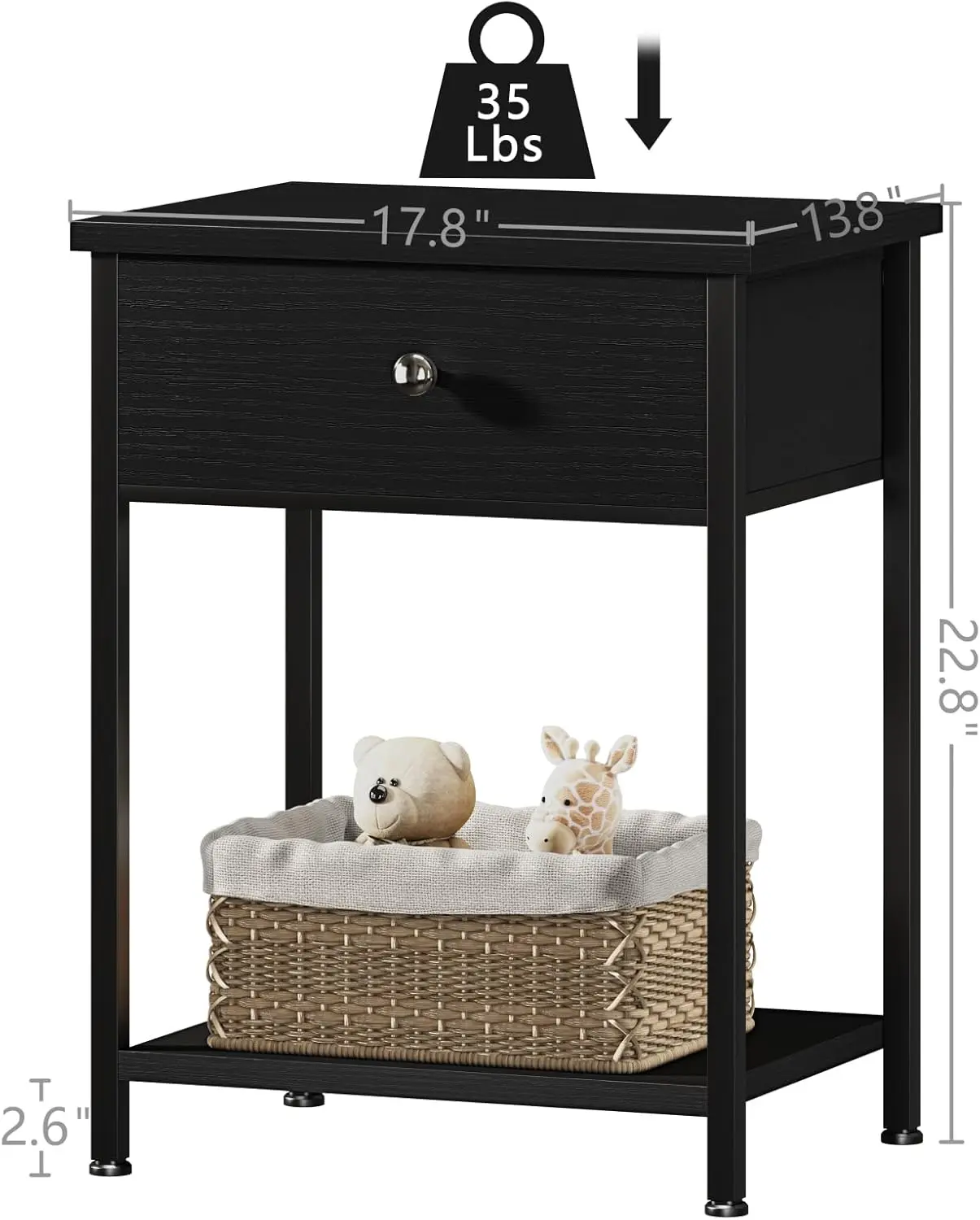 

Black Nightstand Set of 2,Night Stand Set 2with Drawers,Small Nightstand with Storage Bedside Table for Bedroom,Modern End Table