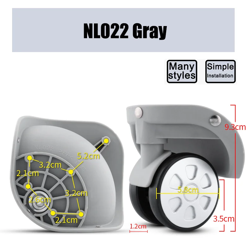 For Baixiang NL022 Universal Wheel Replacement Suitcase Smooth Silent Shock Absorbing Wheel Accessories Wheels Casters Repair