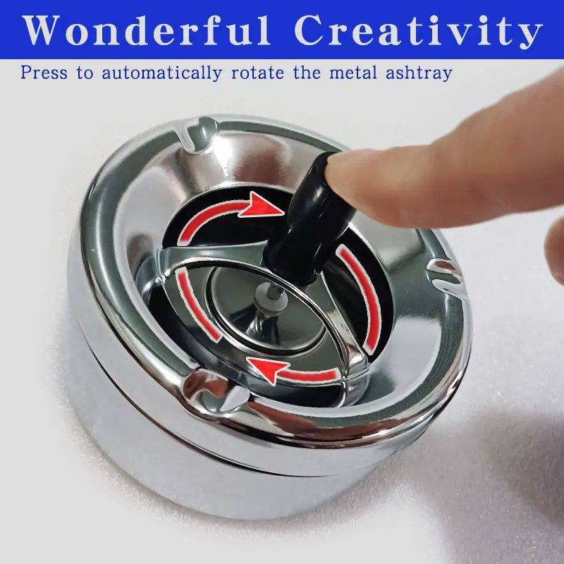 11cm Rotating Ashtray Wind Proof Seal Automatically Extinguishes Cigarettes, Isolates Ash and Removes Smoke Odor Metal Ashtray