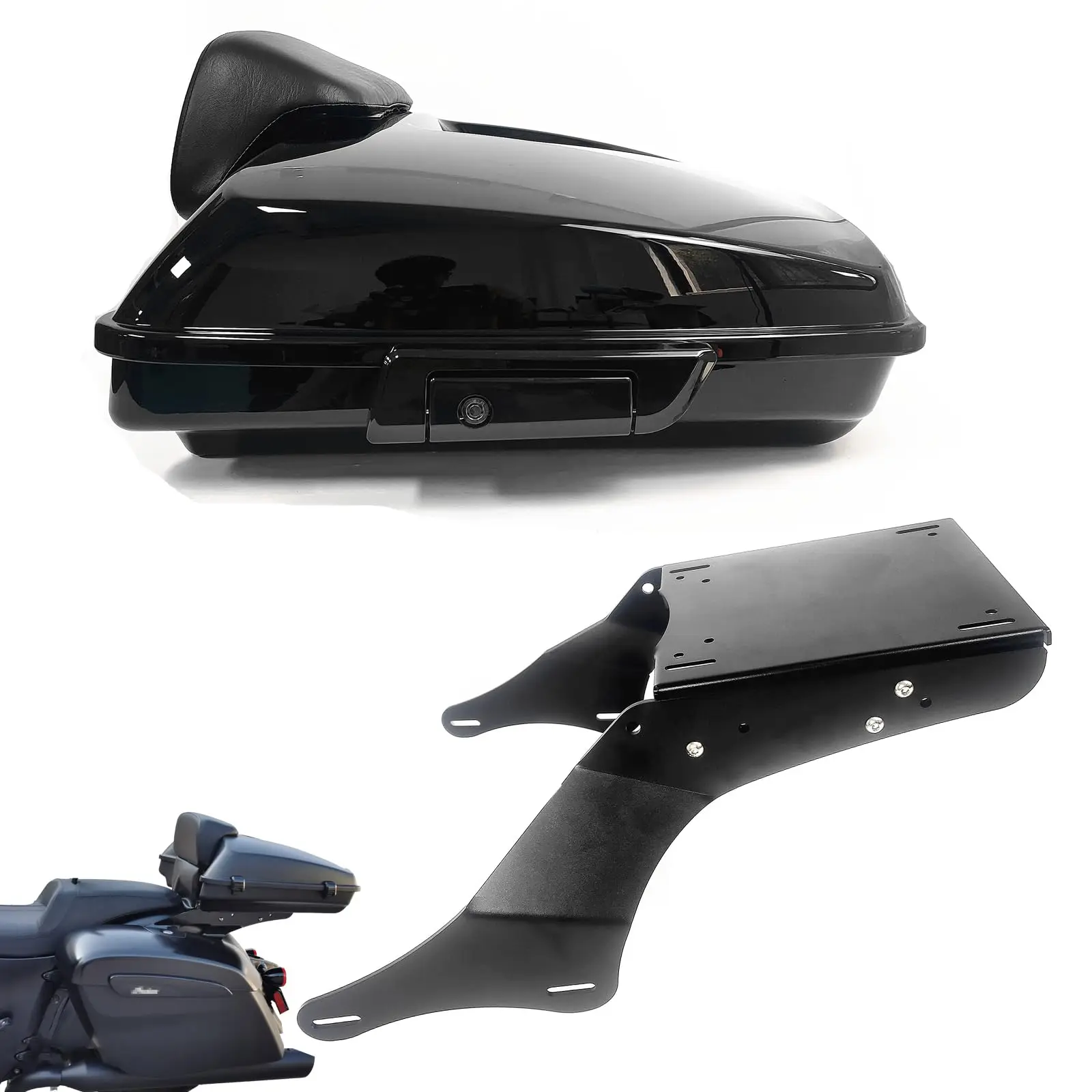 Razor Chopper King Tour Pack Pak Trunk Rear Mount Luggage Rack Bracket For Kawasaki Vulcan 1700 Vaquero 2010-2022 Black