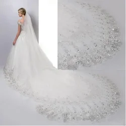 White Ivory 3 Meter Cathedral Bridal Veil for Women Lace Applique Wedding Veil Bridal Accessories