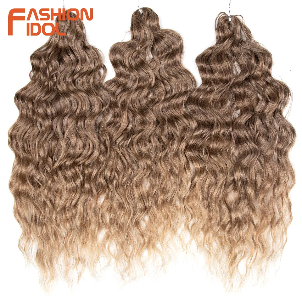 FASHION IDOL 24 Zoll Deep Wave Kunsthaar zum Flechten, Ombre Blonde Twist Crochet Lockenhaar für Alltag & Cosplay – Detail 9