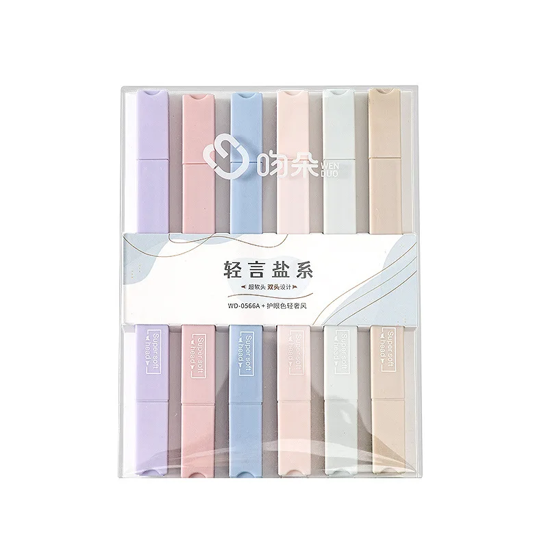 Stylo surligneur à Double tête Kawaii, marqueurs de couleur bonbon à séchage rapide, couleur pastel, fournitures de papeterie scolaires 6