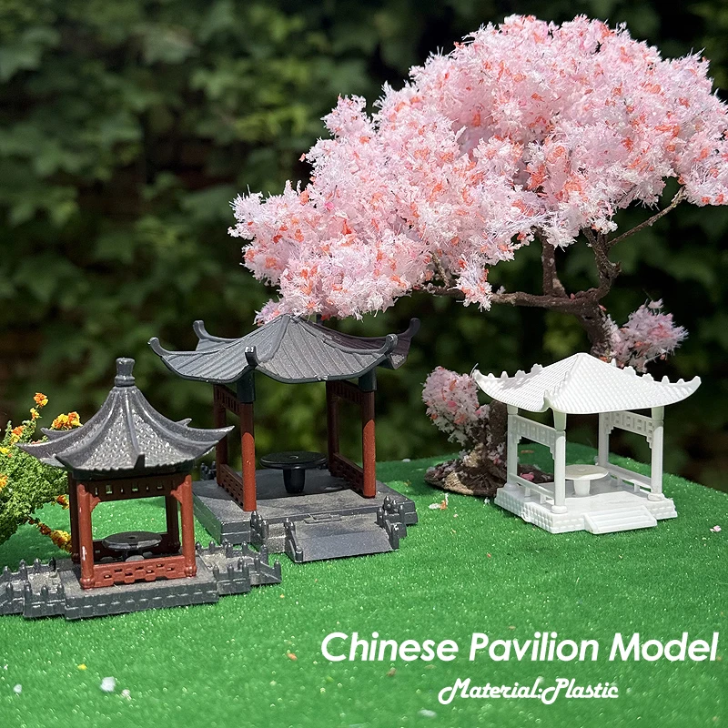 Retro Chinese pavilion model pavilion Chinese garden decoration material 1/87 Ho scale landscape decoration train railway layout