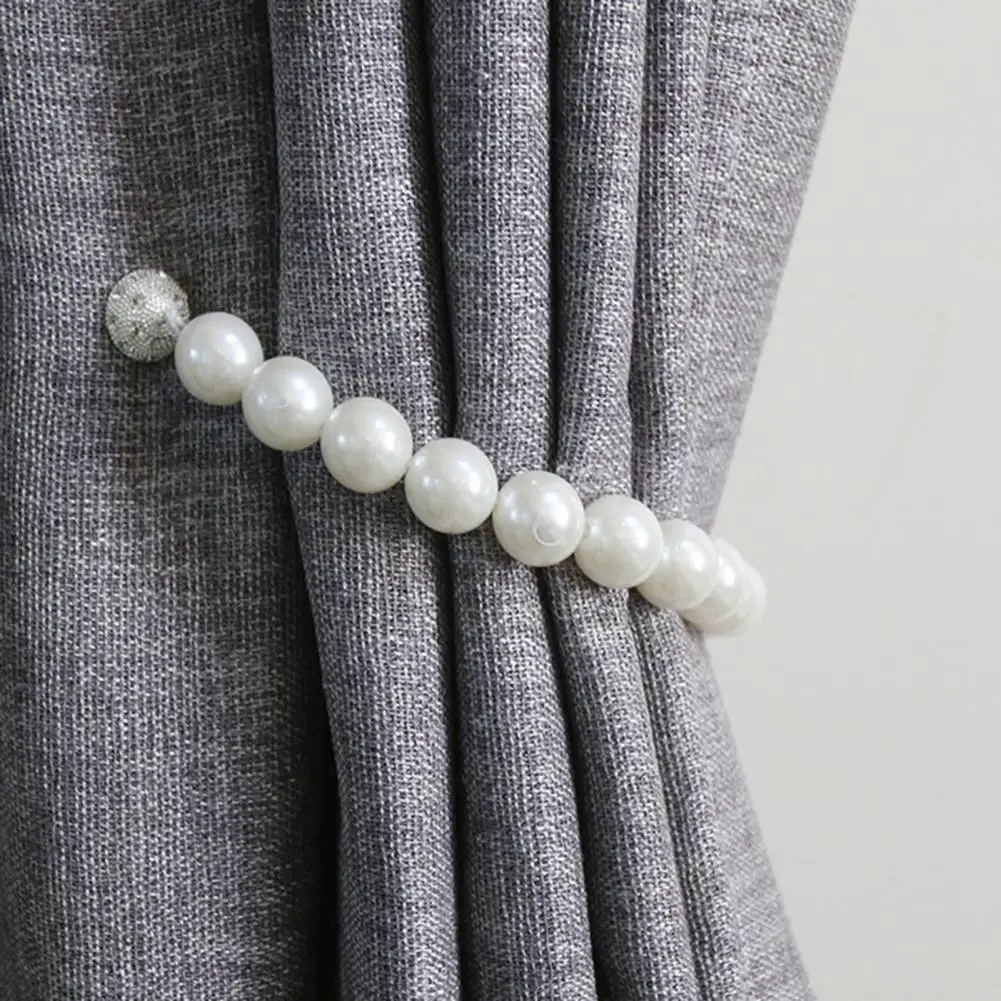 Decorative Curtain Tie Elegant Pearl Magnetic Curtain Tiebacks Set Fine Workmanship Home Decor Accessories Strong Hold Curtain