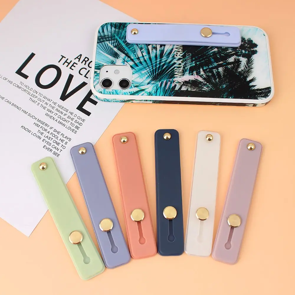 Support Candy Color Phone Hand Band Silicone Mobile Phone Holder Telescopic Finger Strap Push Pull Grip Phone Desktop Bracket