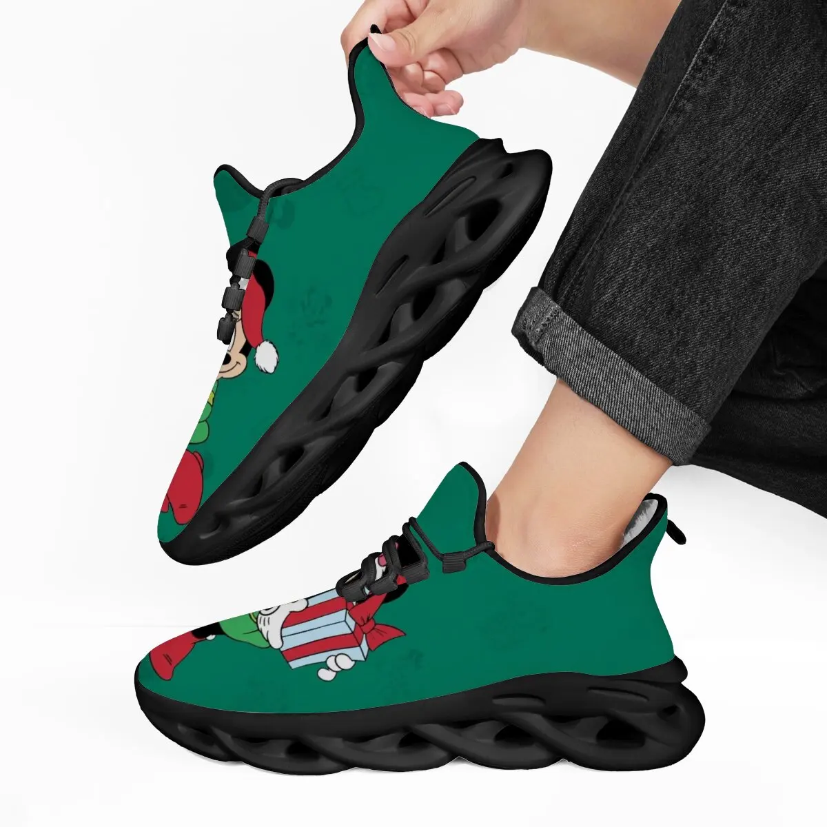 

Green Fleece Lined Running Shoes With Disney MICKEY Christmas Running Shoes for Men Autumn Chunky Women Sneakers Luxury Brands