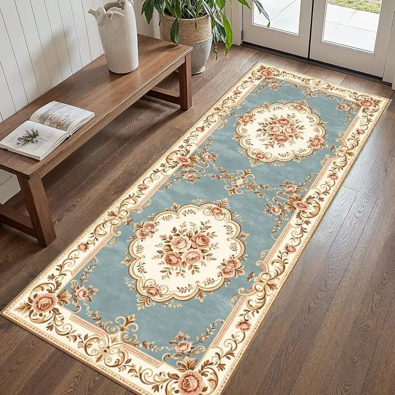 VIKAMA Persian-Style Rectangular Hallway Runner Rug, Non-Slip Washable Corridor Carpet, Kitchen Entryway Mat Home Decor