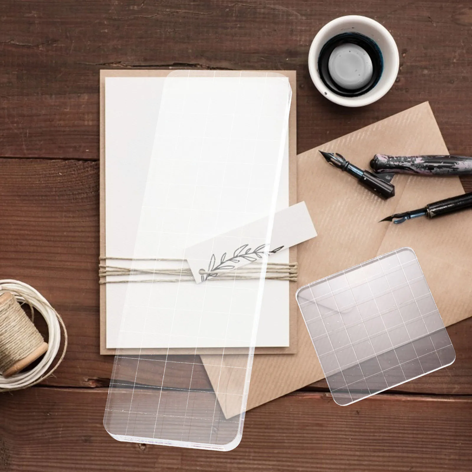 

5pcs 5 Jars\ 5 Storage Containers\ 5 ganizers\ Transparent Acrylic Stamping Block Clear Stamp Board Scrapbook Accessory