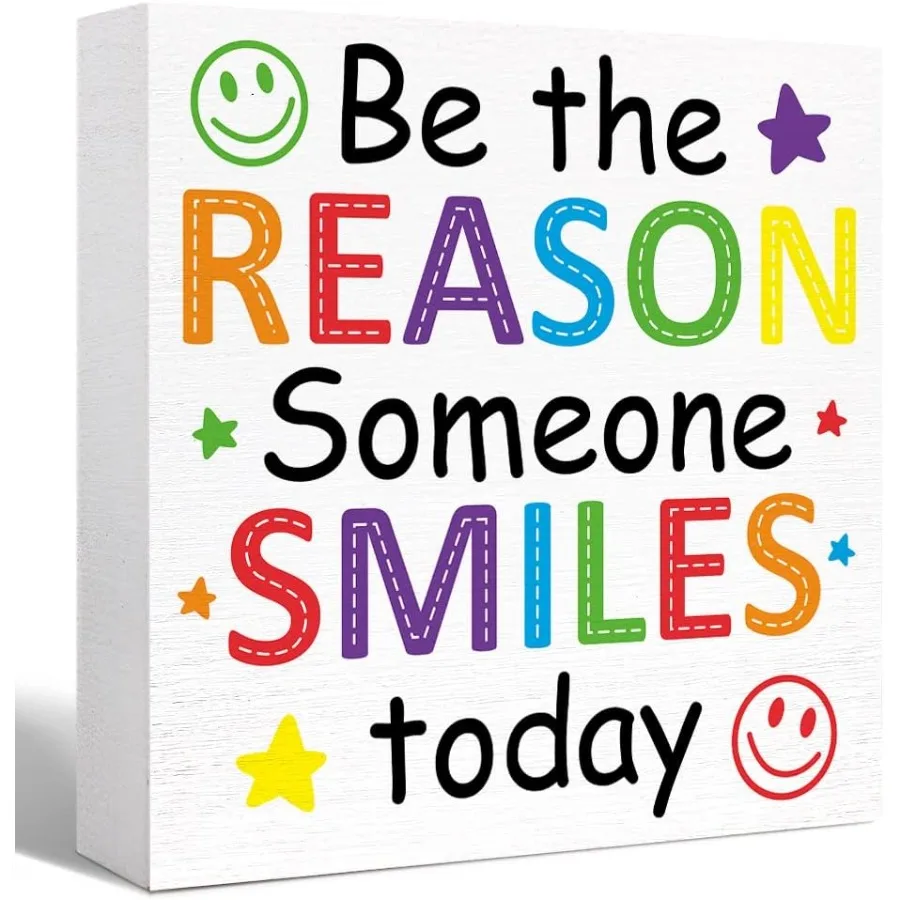 كن السبب شخص ما يبتسم اليوم علامة الخشب BlockInspiratiol صندوق خشبي علامة Motivatiol مكتب ديكور لمكتب مكعب يهتف