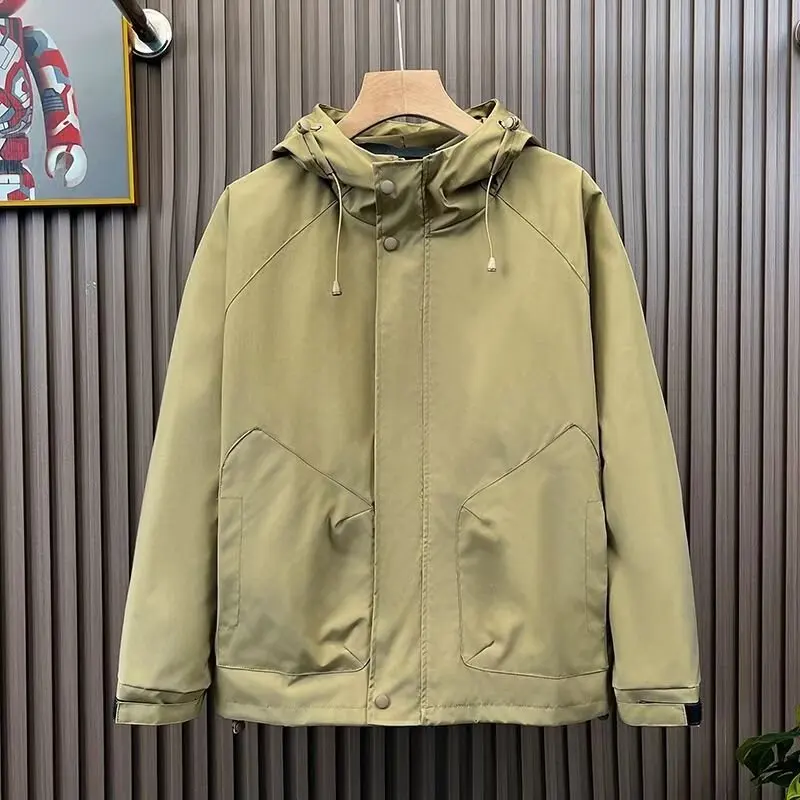 

Men's Spring Autumn Jaet Outerwear Windproof Loose Fit Color Hooded Casual Faion Workwear Trendy Long Sve Outdoo...