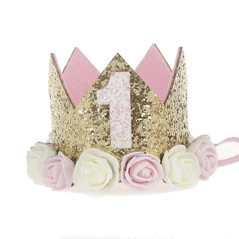 Baby Birthday Party Hat Princess Crown Headband 1 Year Birthday Decorations Baby Shower One 1st 2nd 3rd Birthday Party Supplies