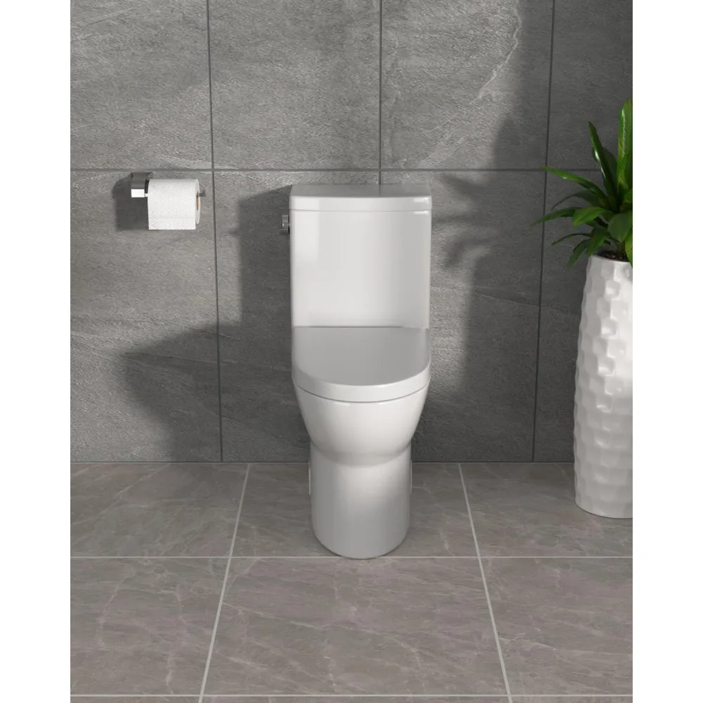 One-Piece Toilet Cyclone Flush Dual Flush 1.1/1.6 GPF Comfort Soft-Close Seat Ivory White, 12