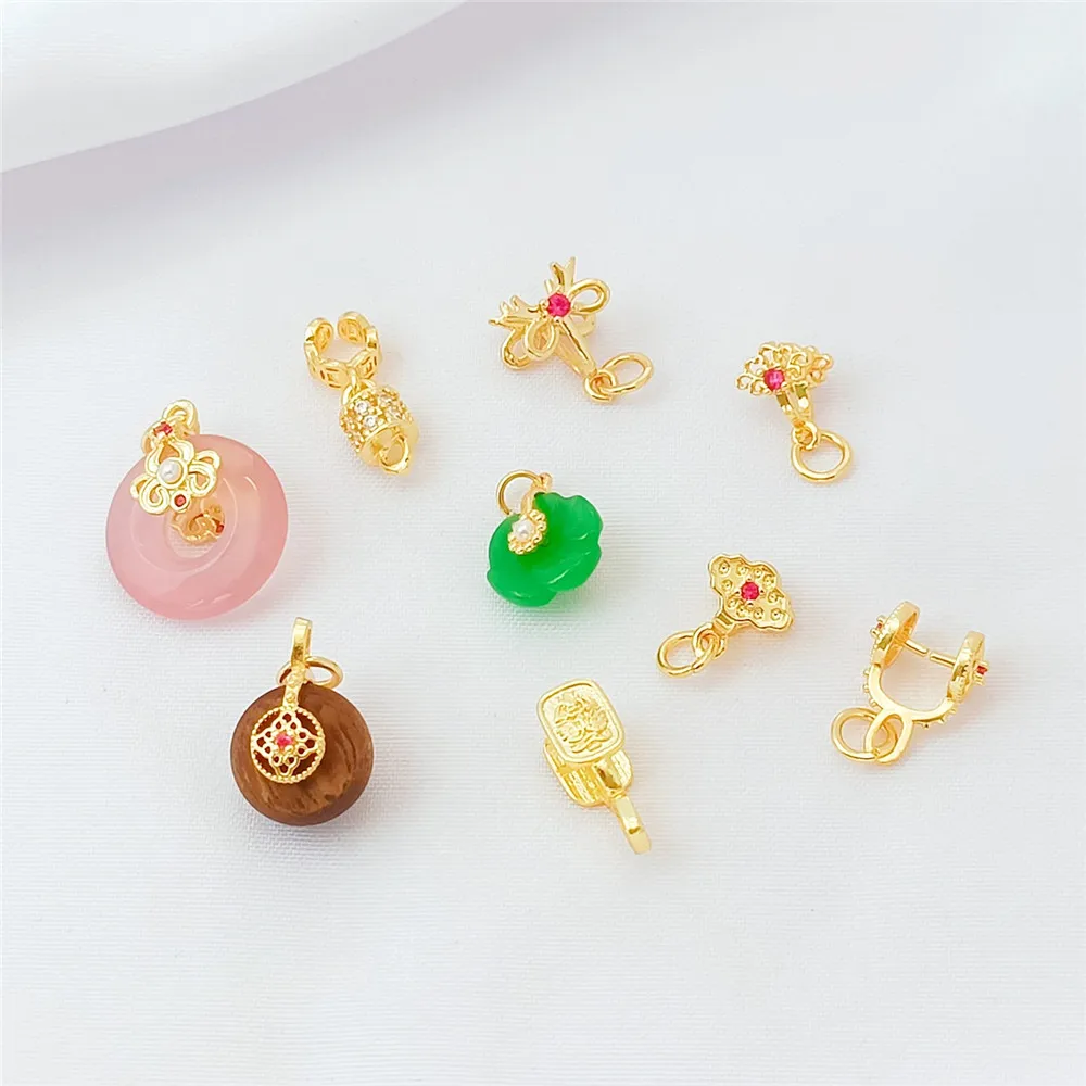 Long-lasting 18K Gold-plated and Zircon Inlaid Bow, Auspicious Cloud Melon Seed Pendant, Diy Handcrafted Jewelry Accessory