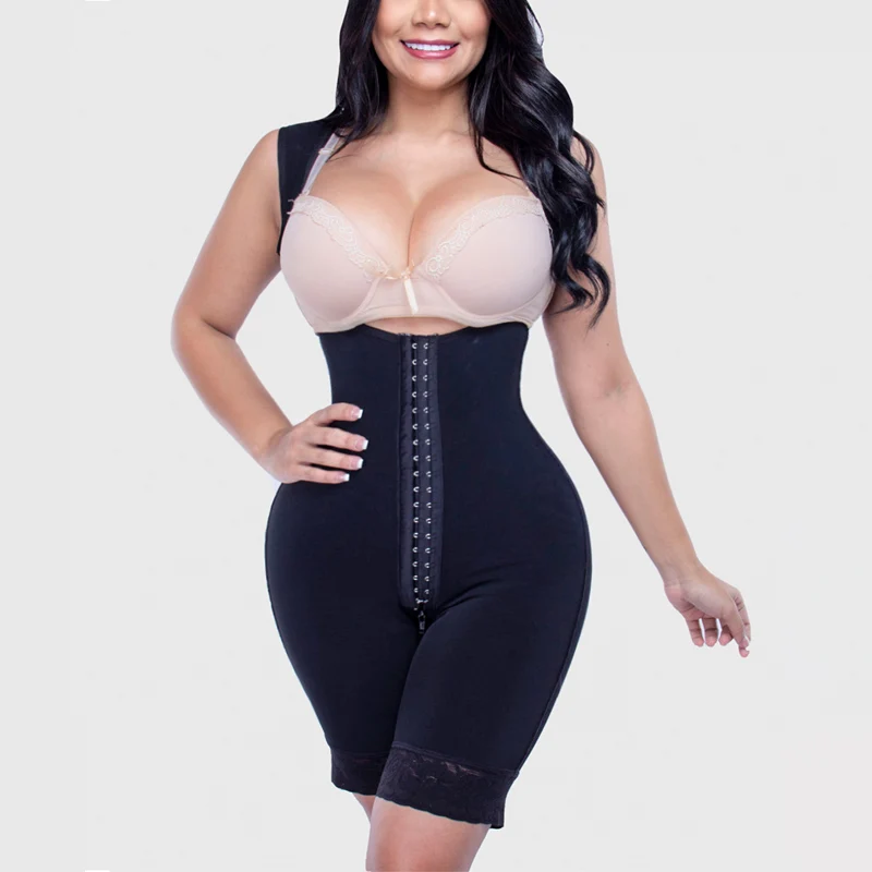 Girdle mid-thigh free breasts sleeve reinforcement front snaps front perineal zipper Free Breasts Perineal Opening Crotch