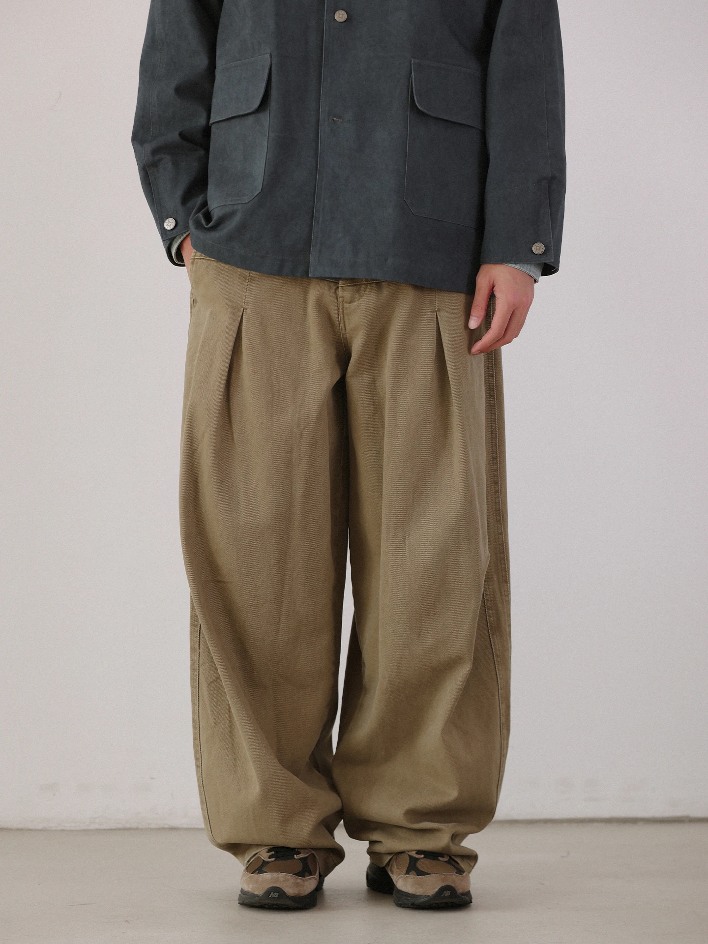 

NOEARS Japanese Sle Vintage Khaki Loose Straight Leg Long Pants Casual Workwear Commute Trousers Spring Autumn Design