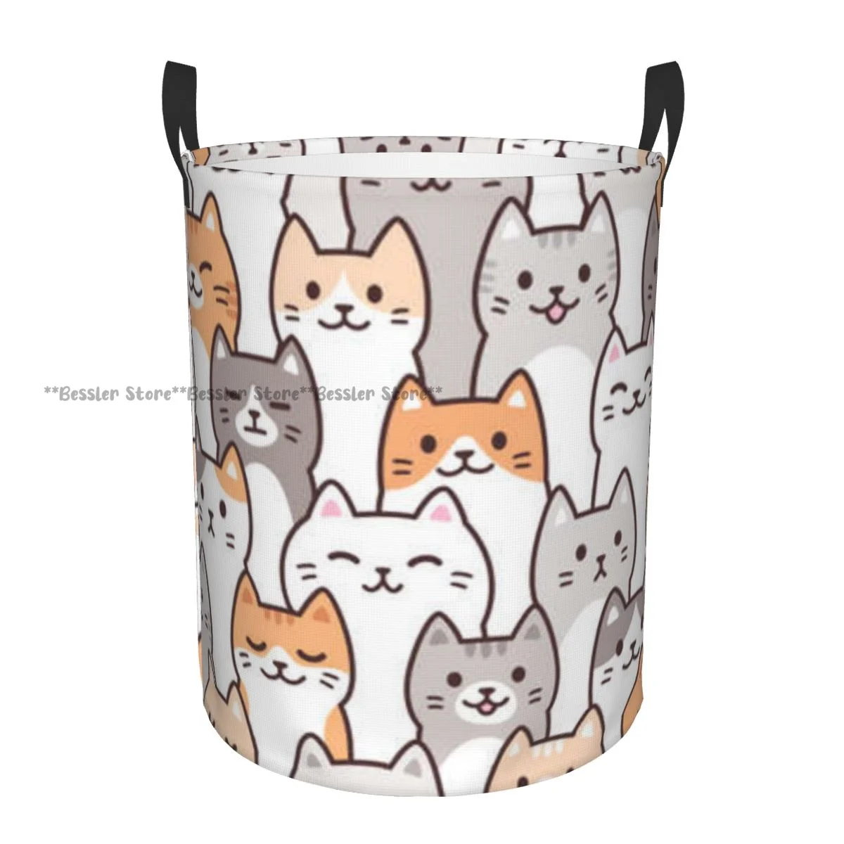 Laundry Basket Cute Cartoon Cats Kawaii Cloth Folding Dirty Clothes Toys Storage Bucket Household Storage Basket