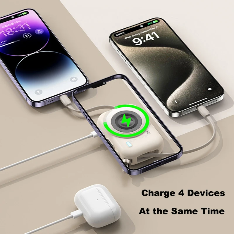 3 in 1 Magnetic Power Bank 22.5W Wireless Fast Charger for Magsafe Powerbank for iPhone 17 16 15 iWatch Airpods Portable Charger