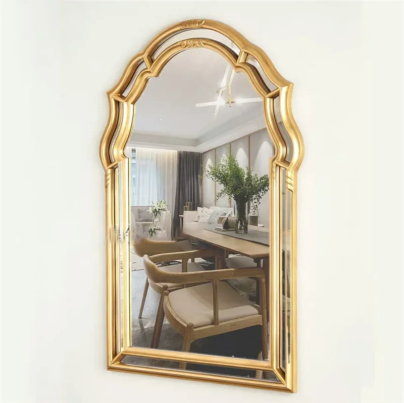 

European makeup mirror wall hanging retro antique vanity mirror bedroom bathroom bathroom mirror