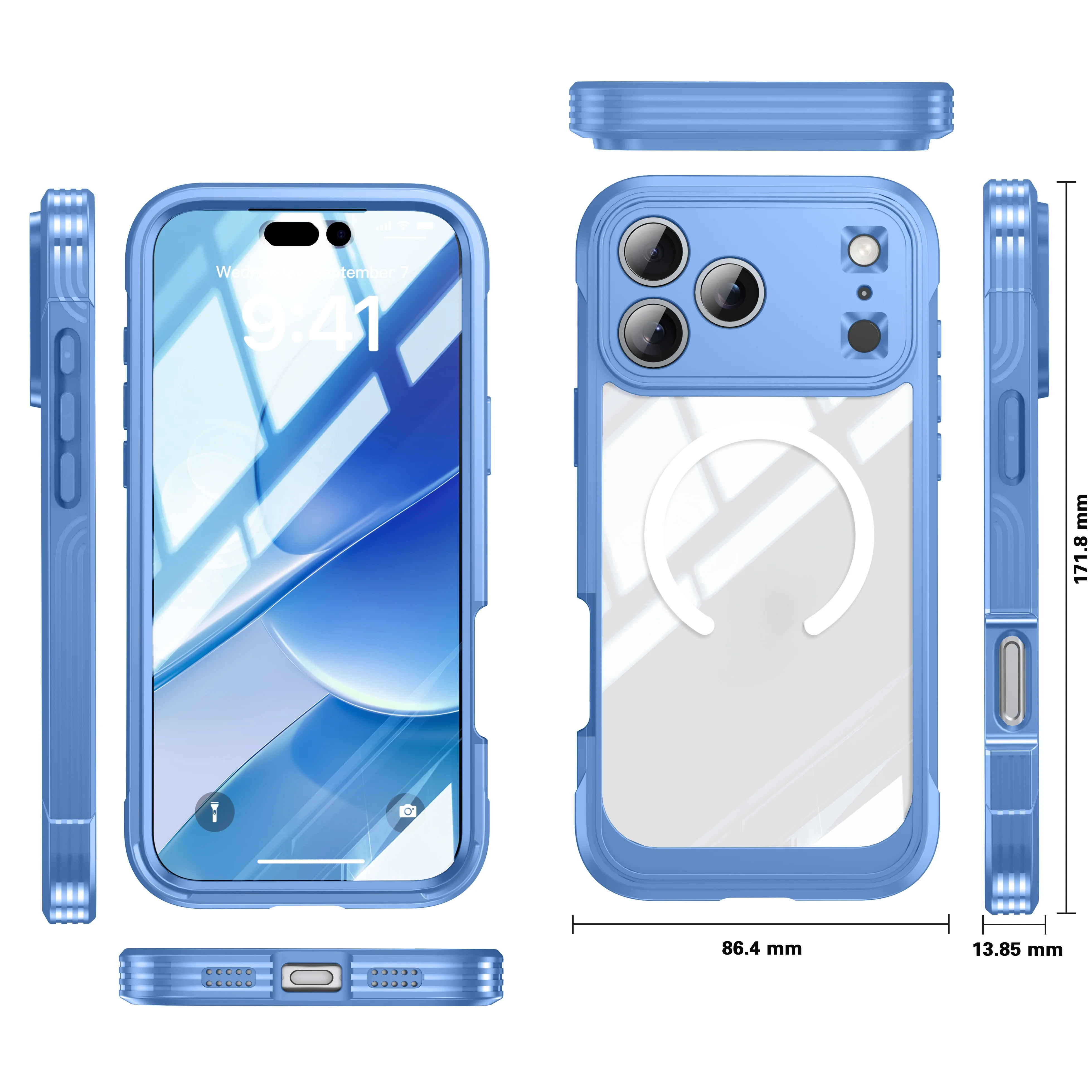 Brandneue farbige magnetische stoßfeste und staubdichte transparente Handyhülle - kompatibel mit iPhone 17/17 Air/17 Pro/17 Pro Max – Detail 8