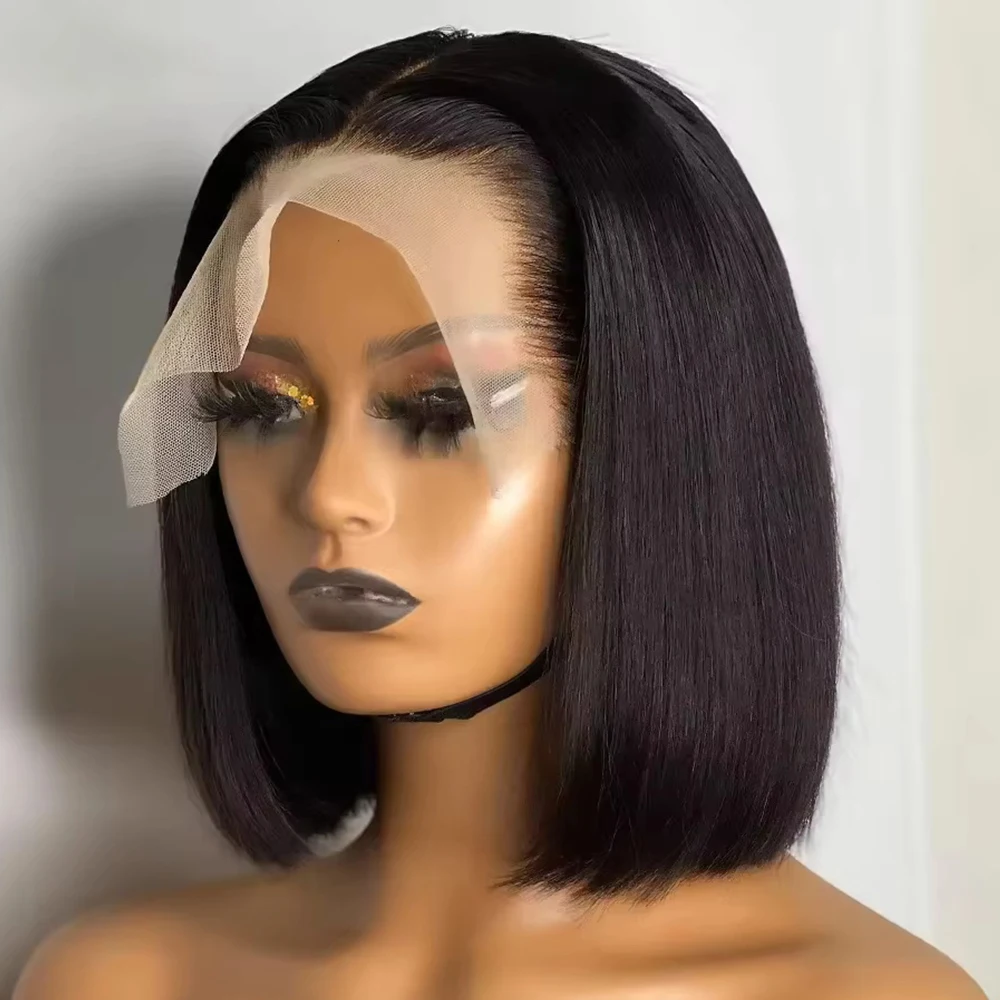 

Bob Short Straight Wig 100% Human Hair 13x4 Lace Front Wigs 4x4 Lace Frontal Wig Bone Straight Bob Wigs Black Women 14 12 Inch