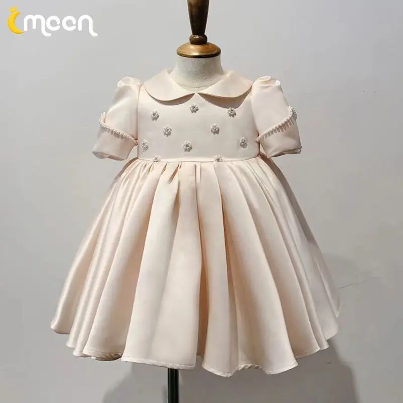 Eid Children First Birthday Party Dresses For Baby Girls Princess White Gown Infant Wedding Vestidos Kids Girl Ceremonial Dress