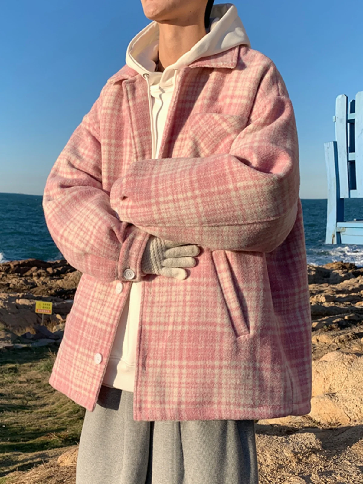 

Thiened Woolen Coat Men's Autumn Winter Faion Brand Korean Sle Cotton Clothes High-End Warmth Men's Outerwear Coat