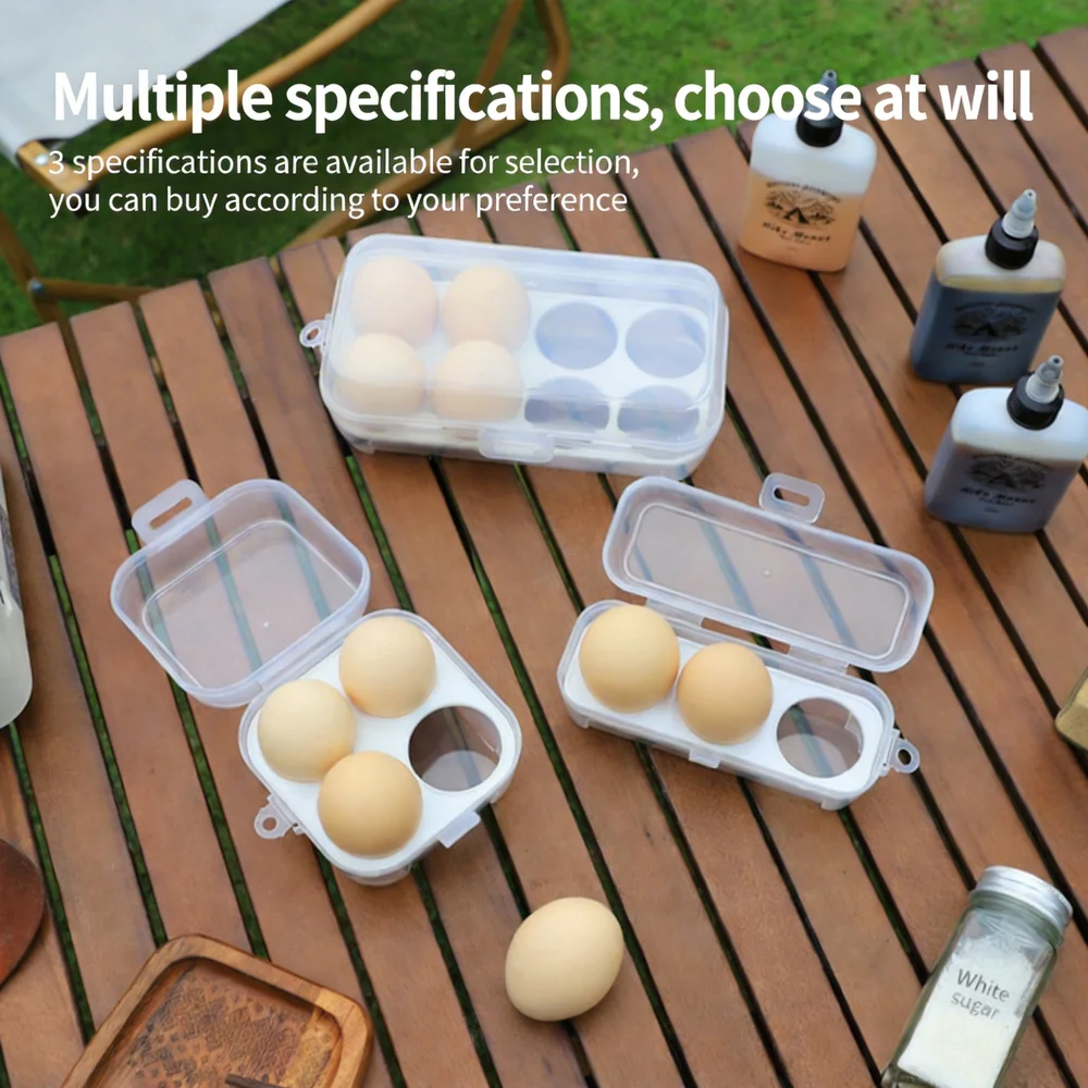 Portable Camping Egg Storage Box Shockproof Egg Holder Container Protective Egg Carrier Case Outdoor Picnic BBQ 2/4/8 Grid Tray