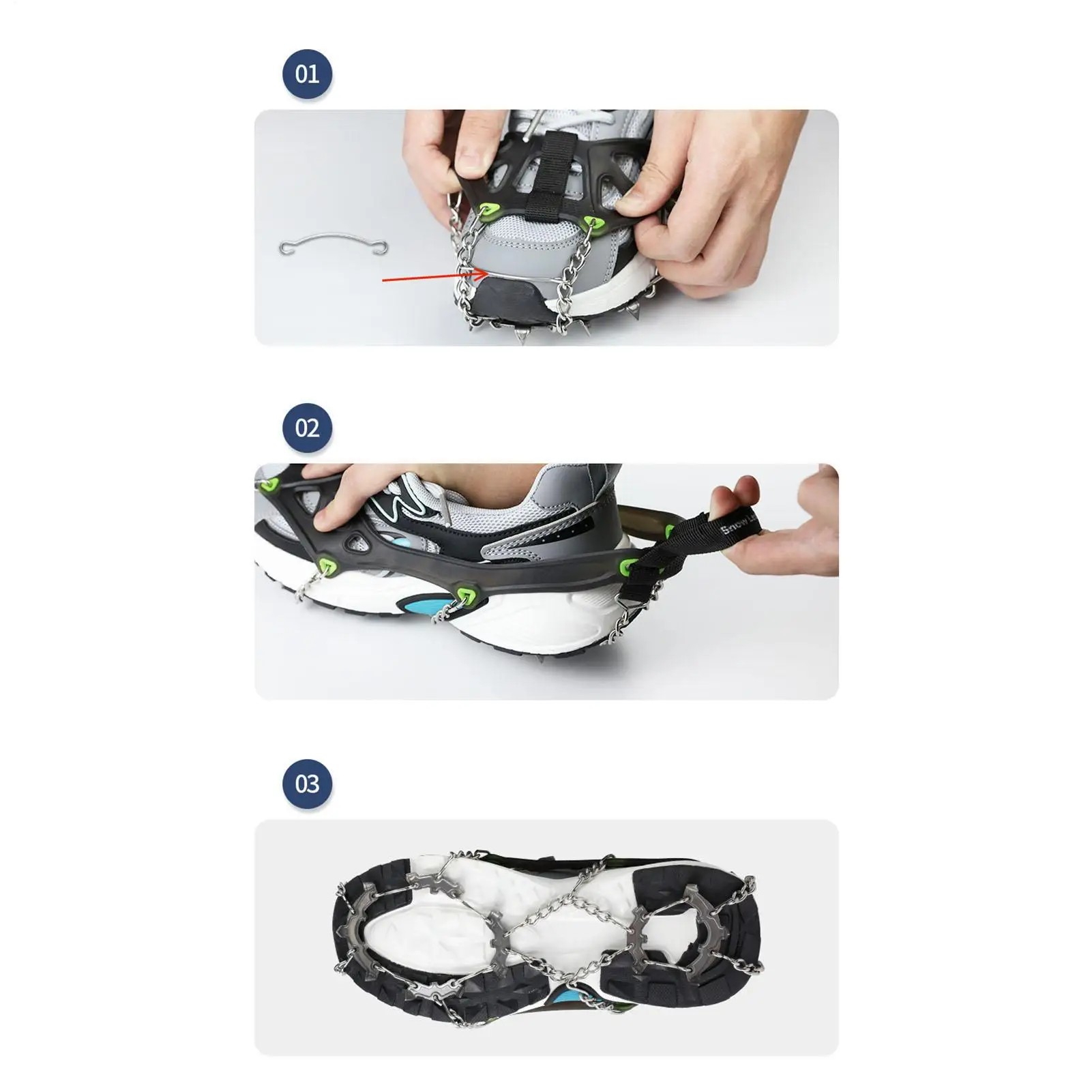 مقابض الجليد للأحذية، مقابض الثلج المستقرة المقاومة للحرارة، مرابط الجر لصيد الأسماك والمشي والتنزه والتسلق وتسلق الجبال للنساء #3