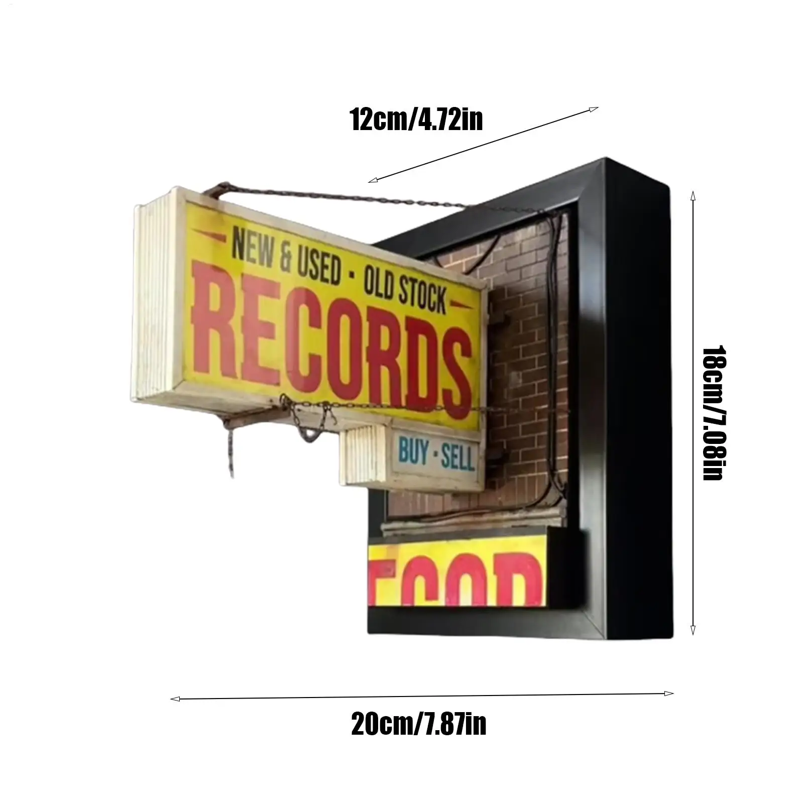 خمر سجل مخزن الجدار ضوء جدار ديكور العتيقة متجر Lightbox رائعة أنيقة تسجيل لاعب الإضاءة لغرفة النوم #6