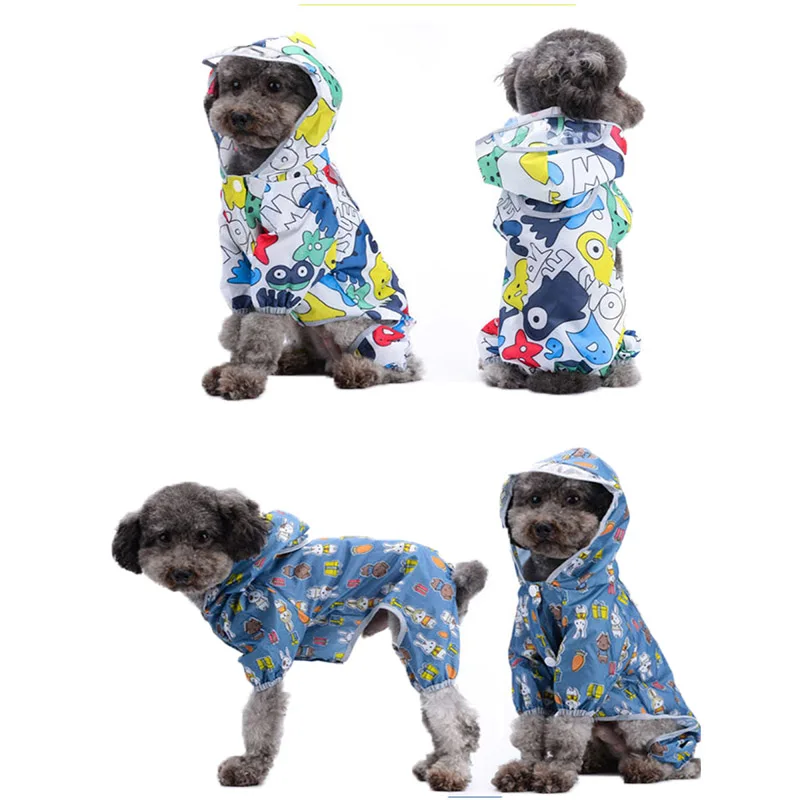 Dog raincoat four-legged waterproof all-inclusive clothes small and medium-sized dog poncho pet supplies