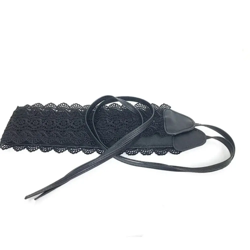 Boho Style Soft Lace Waist Belt Wide Self Tie Bow Tie Belt Cinched Waistband Wrap Around PU Leather Belt for Dresses