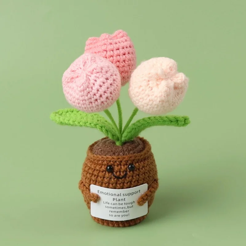 Mini-fertige Häkelrosen, Sonnenblumen, Topf, emotionale Unterstützung, gefüllte Pflanzen, Mutter, Valentinstag, Weihnachten, Abschlussgeschenke – Detail 2
