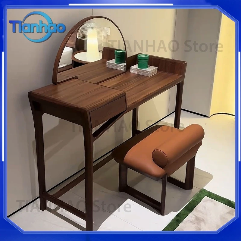 Modern Makeup Vanity Desk for Simple Drawers Vanity Table Dest Nordic Brown Solid Wood Bedroom Coiffeuse De Chambre Furniture