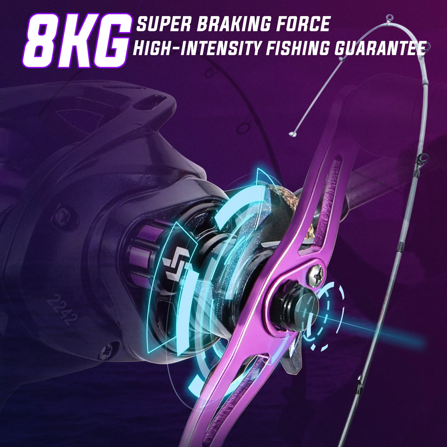 Sougayilang 1.7 متر صنارة صيد السمك من ألياف الكربون قضيب مسبوك وبكرة صب الطعم مع خط بي مجاني كهدية أقصى سحب 8 كجم لباس