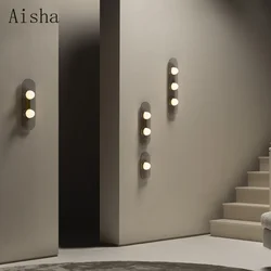 Lámpara de pared de vidrio posmoderna nórdica, luz de fondo de escalera de diseñador para el hogar, dormitorio, mesita de noche, accesorio de luz decorativo