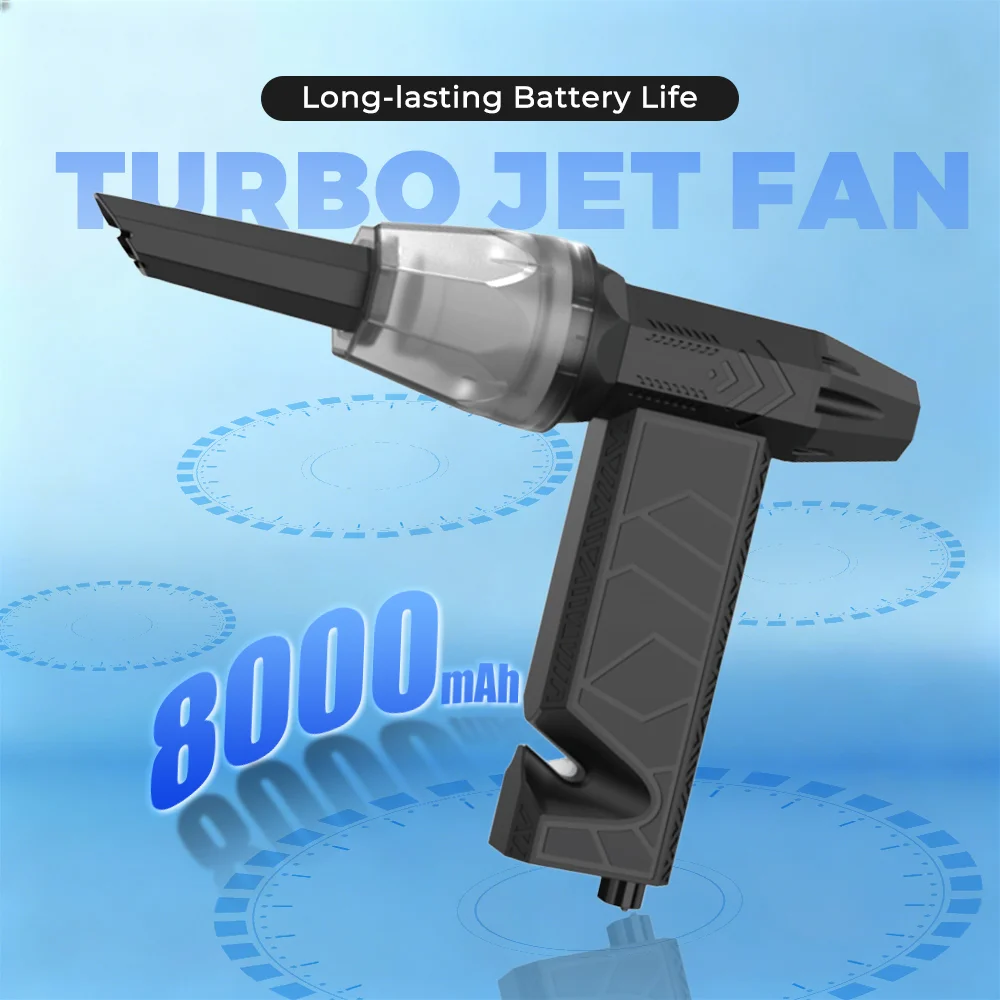 Potente ventilatore d'aria 150.000 giri/min Ventilatore violento senza spazzole Aspirapolvere Turbo Jet Ventilatore Tipo-C Ventilatore ricaricabile Accesso all'auto