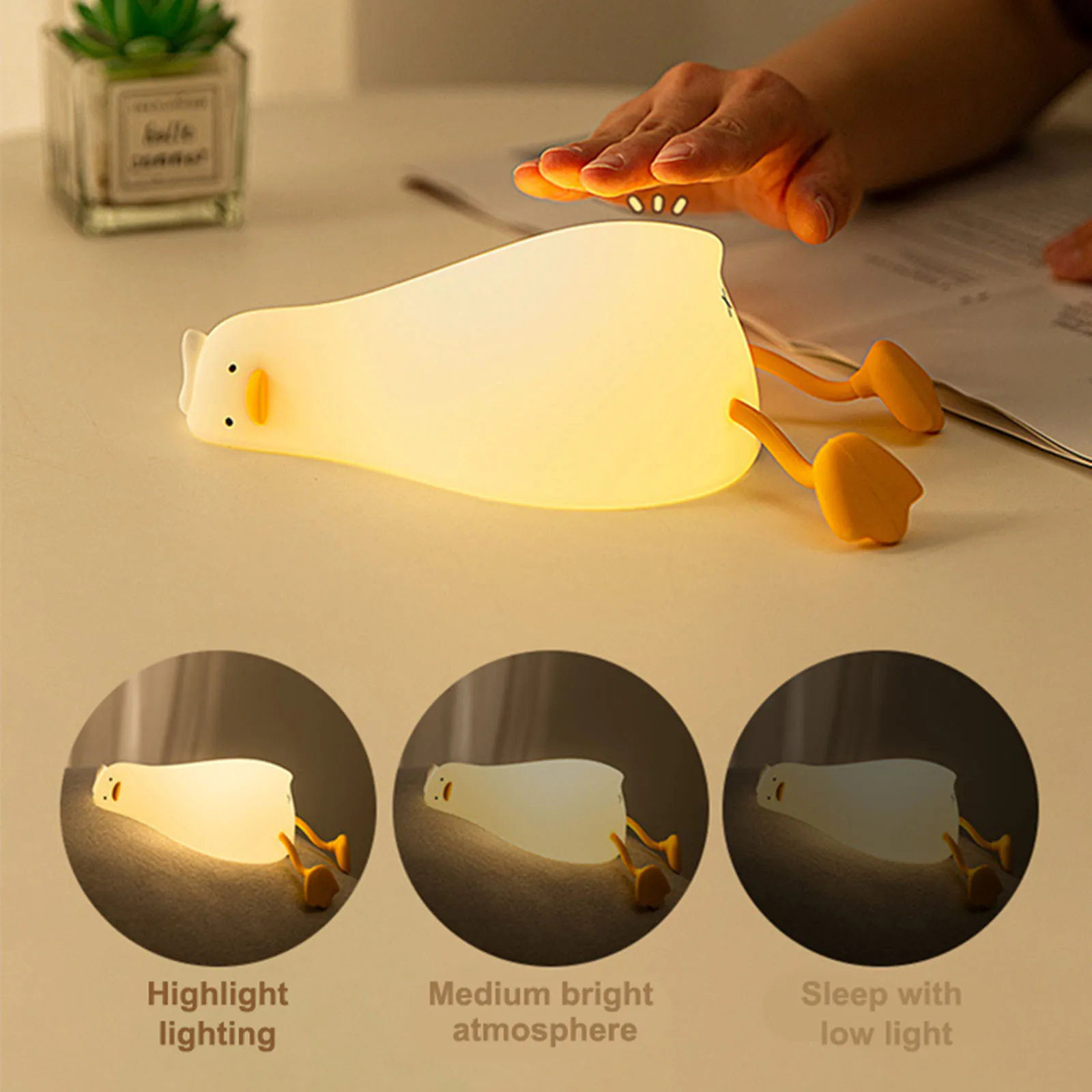 Led Crianças Night Light Lâmpada De Mesa De Silicone Recarregável Lâmpada De Pato Bonito Patting Switch Quarto Desktop Decoração Bedside Lamp