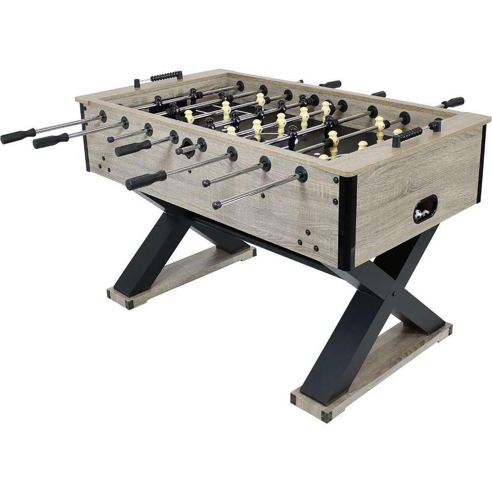 54.5-Inch Indoor Foosball Table with Gray Distressed Wood Look