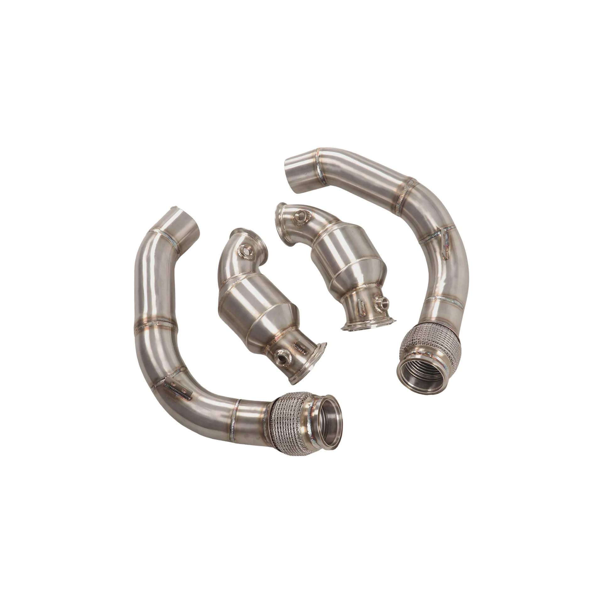 YT SS304 Header With Catalytic Converter & Front Section (Brushed Finish) For BMW M5/M6 F90 4.4T