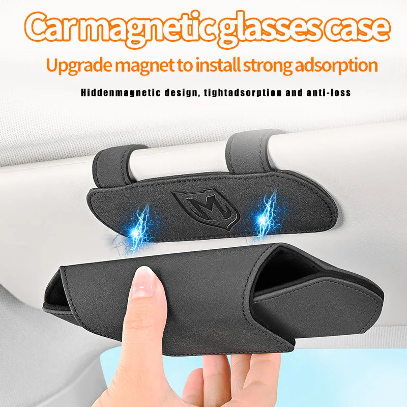 Estojo Magnético para Óculos de Carro, Suporte de Armazenamento para Quebra-Sol, Caixa de Óculos de Sol de Alta Qualidade para Interior de Carro, Acessórios Automotivos